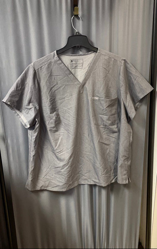 Figs Women's Catarina V-Neck Scrub Top Gray Technical Collection Sz 5XL