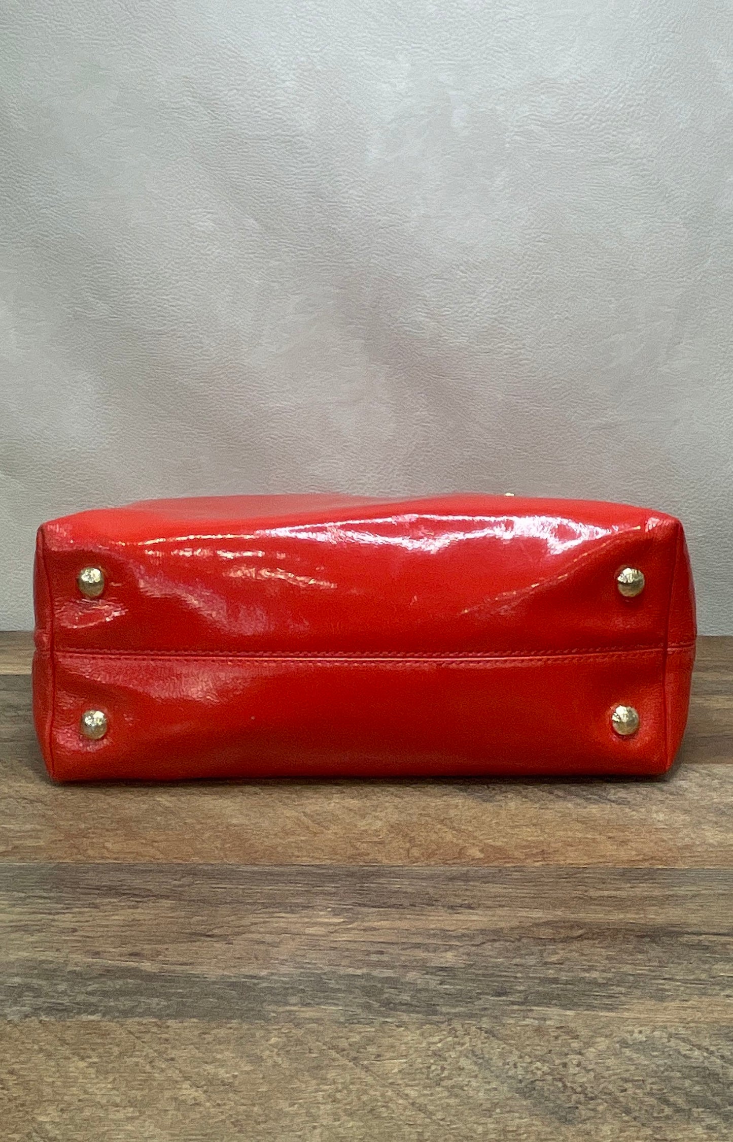Michael Kors Red Patent Leather Jet Set Chain Tote Bag Gold Hardware