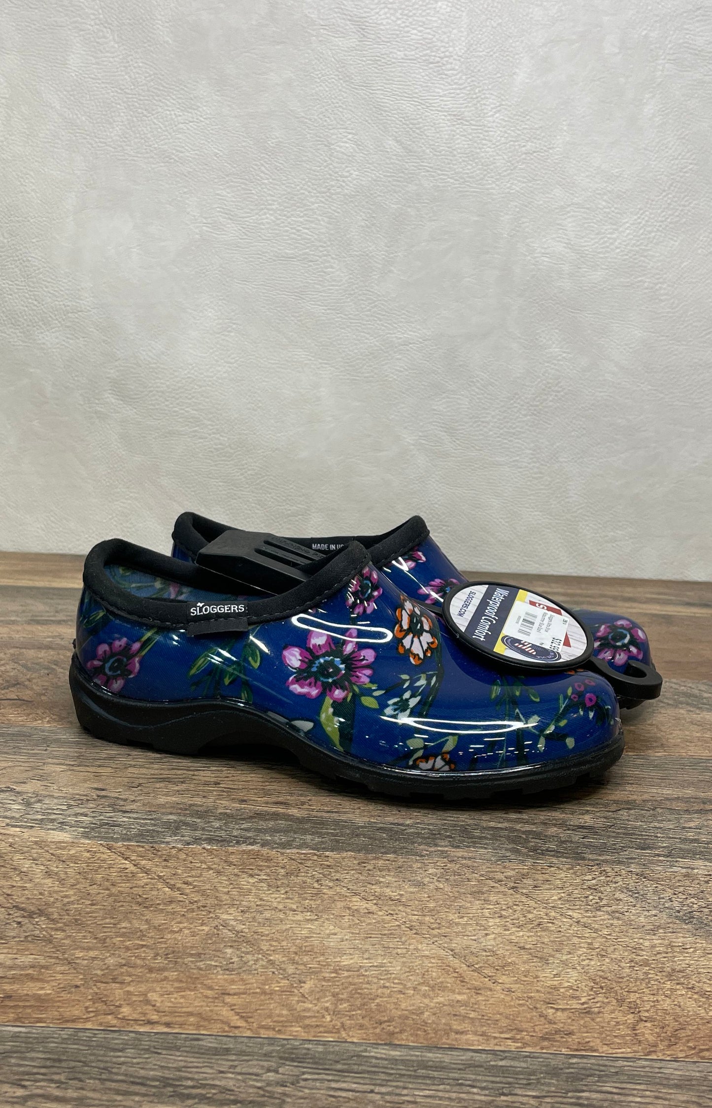 Sloggers Midsummer Blue Floral Waterproof Garden Shoe Clog Women's Size 6 NWT