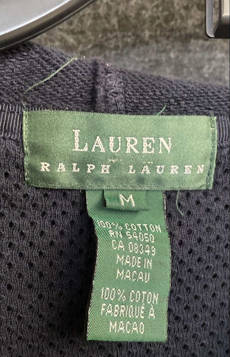 Lauren Ralph Lauren Women's Black Anchor Crest Full Zip Hoodie Jacket Sz M