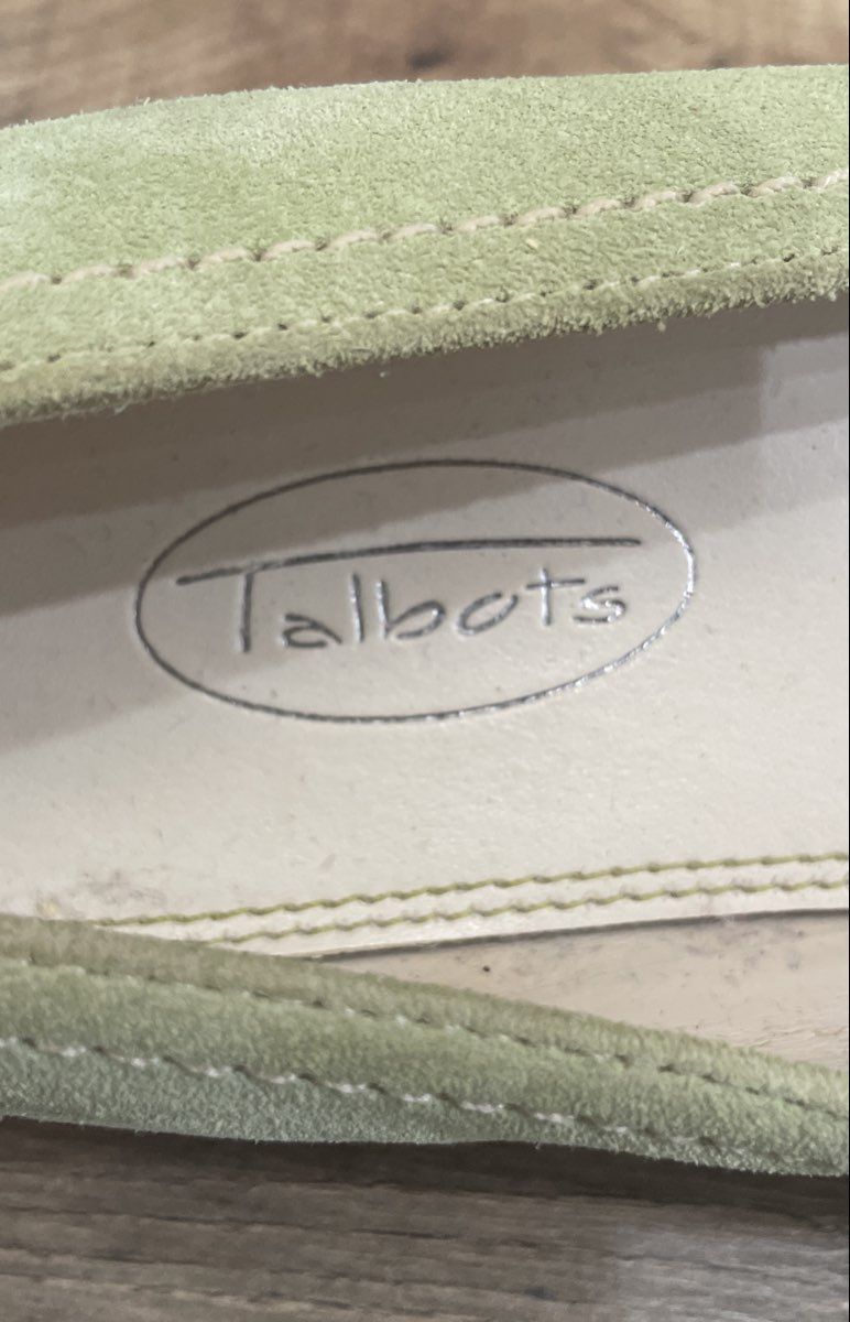Talbots Green Suede Buckle Accent Square Toe Flat Loafers Women's Size 6B