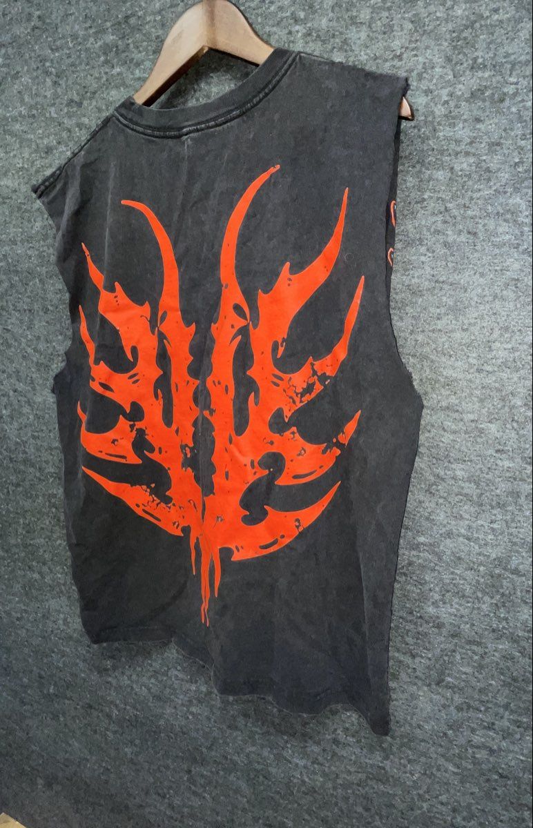 Vitriol Death Metal Band Graphic Cut Off Sleeveless T-Shirt Black Sz M