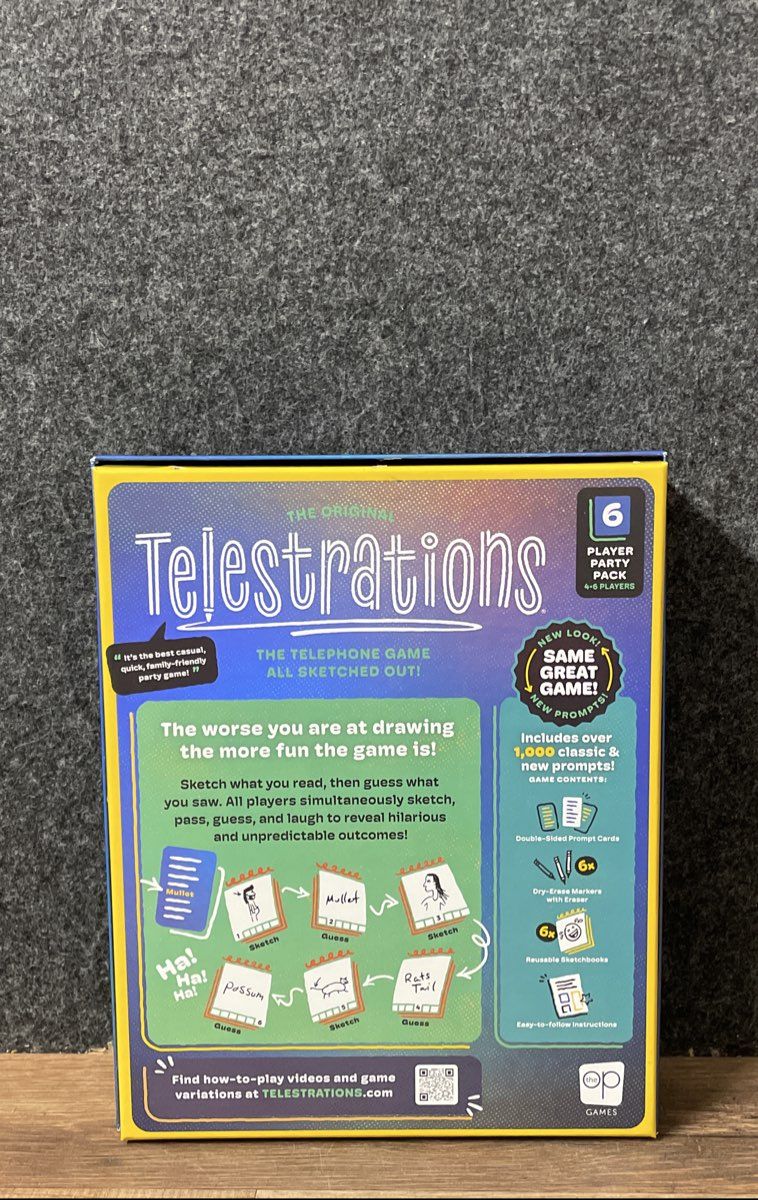 The OP The Original Telestrations Party Board Game 6 Player Pack Fun Drawing