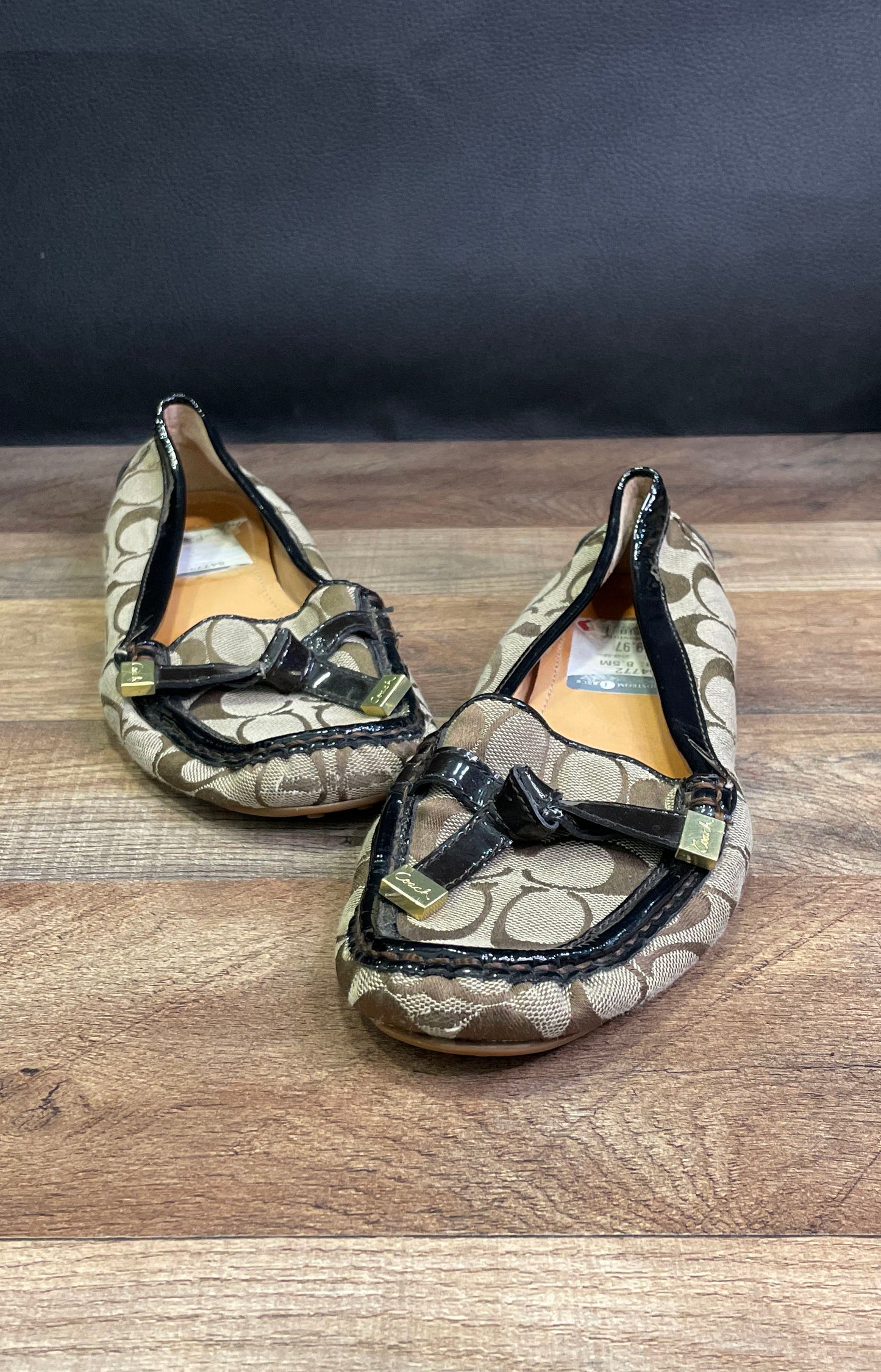 Coach Frida Tan Signature Jacquard Logo Loafers Women's Size 8.5 B
