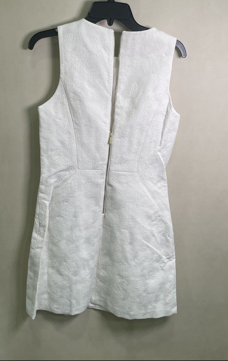 Michael Kors Women's White Textured Jacquard Sleeveless Sheath Dress Size 6