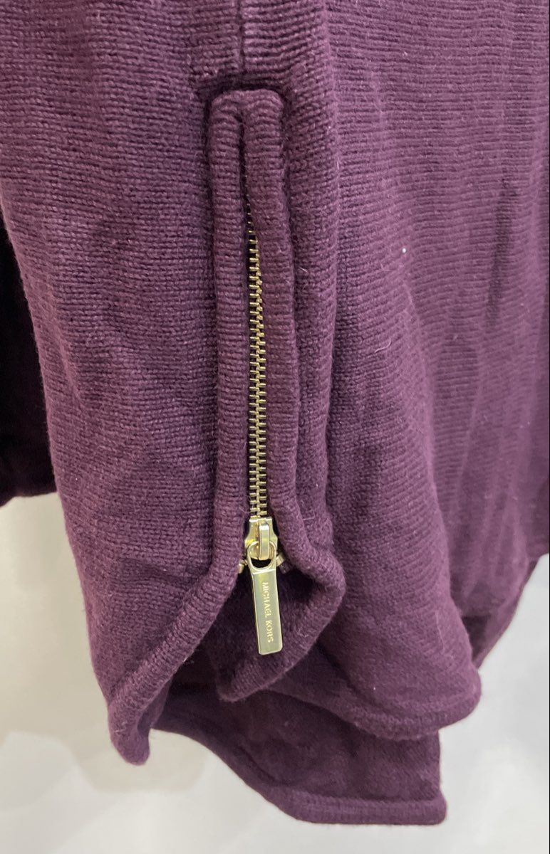 Michael Kors Women's Maroon Knit Long Sleeve Side Zip Top Sweater Sz L