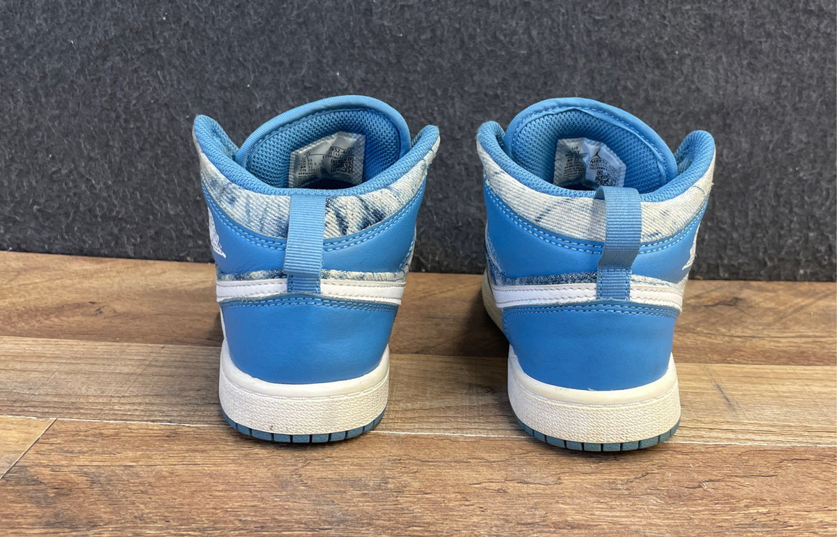 Nike Air Jordan 1 Mid Washed Denim Youth Sneakers Size 1.5Y
