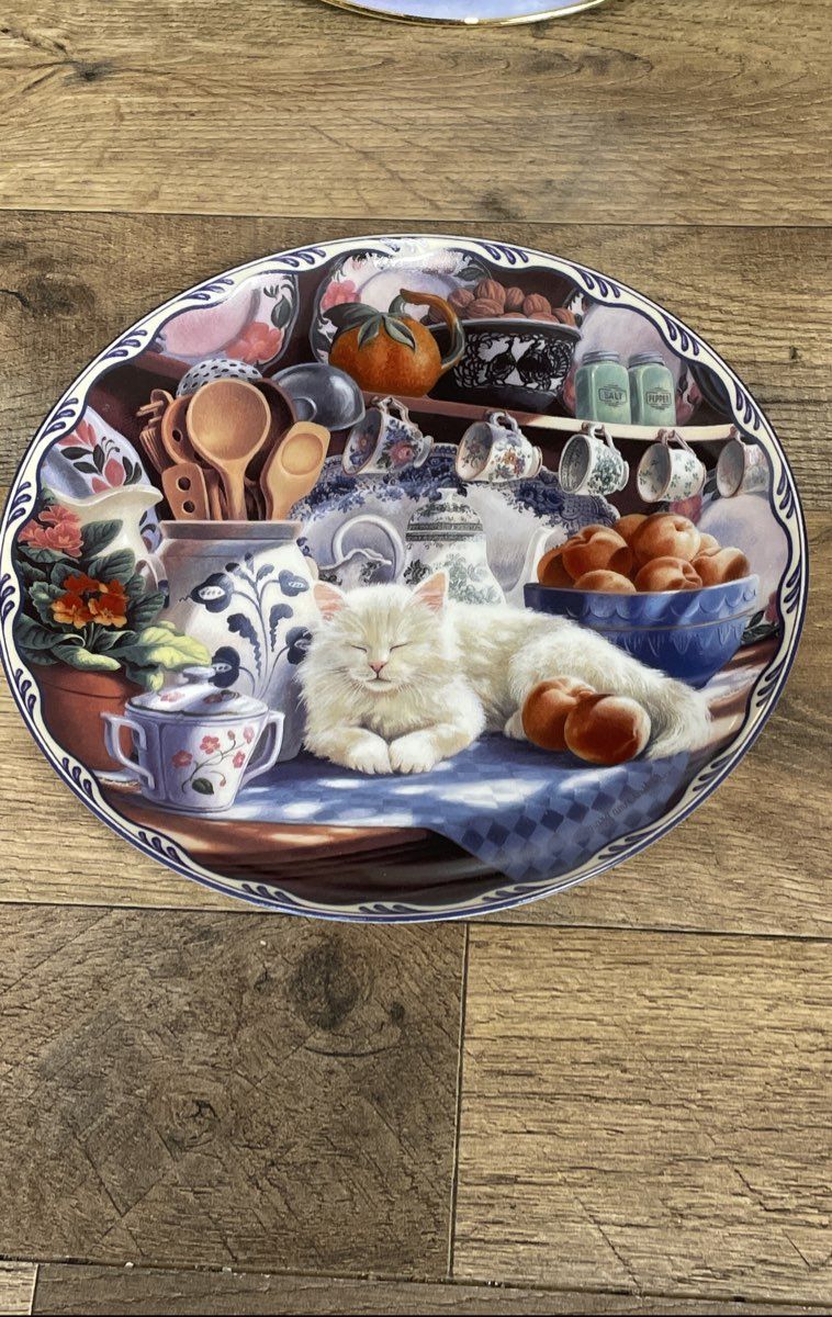 Franklin Mint Santa Claws & Other Cat Plates Lot of 4 Vintage Collector Plates