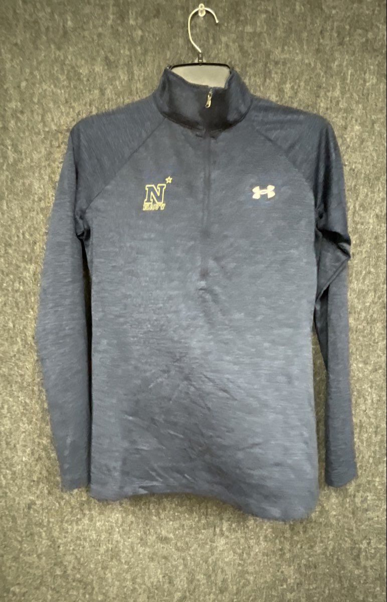 Under Armour Women's Navy Midshipmen 1/4 Zip HeatGear Pullover Blue Heather Sz S
