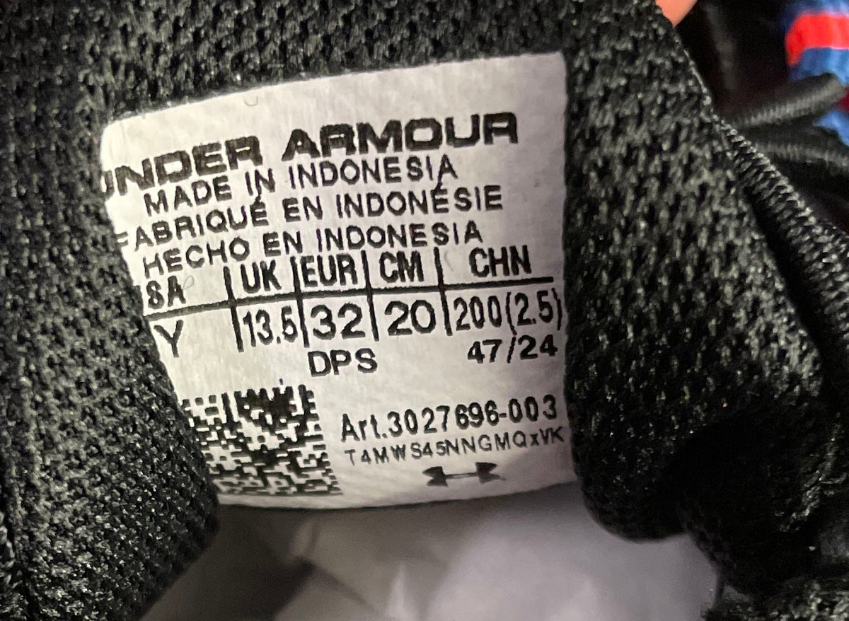 Under Armour Scramjet 6 Black Blue Orange Boys Running Shoes Size 1Y DS