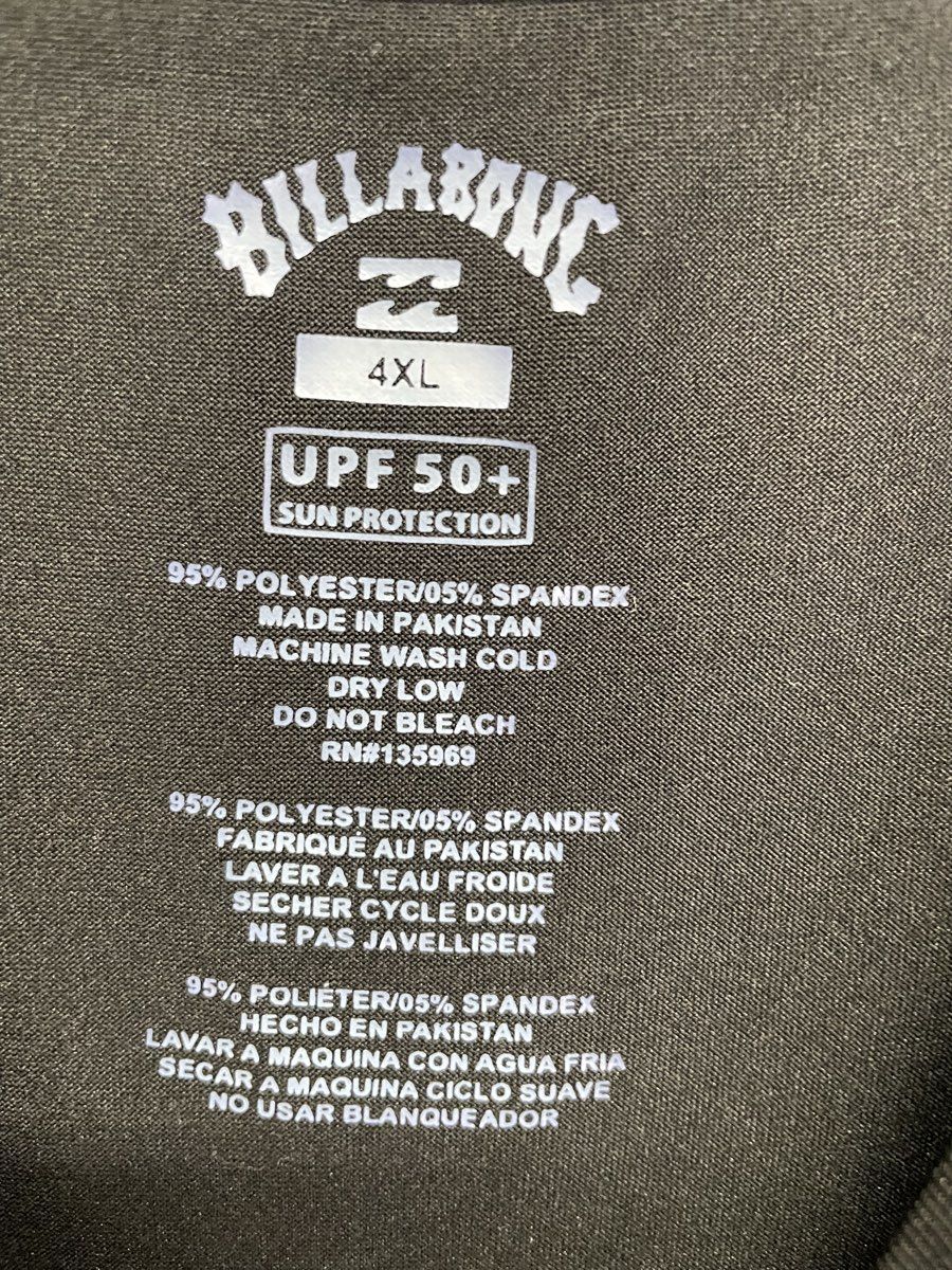 Billabong Men's Sun Protection Shirt Black UPF 50+ Graphic Short Sleeve Sz 4XL