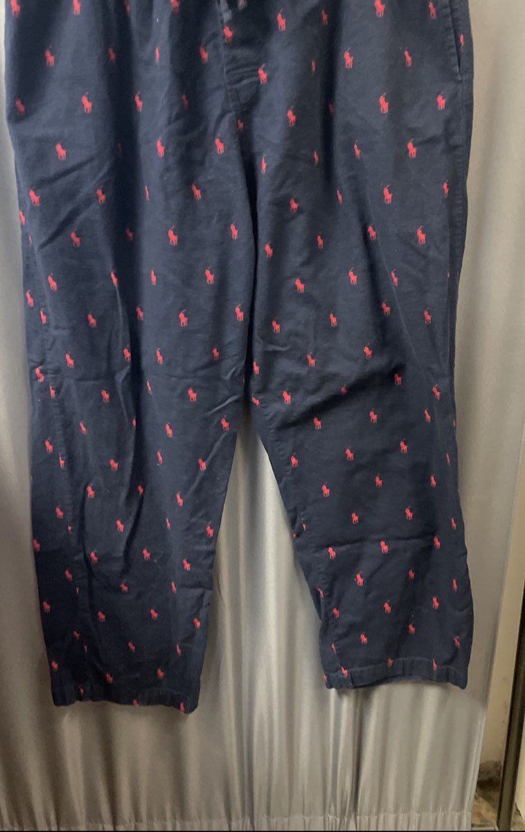 Polo Ralph Lauren Men's Navy Blue Red Pony Print Pajama Bottoms XL