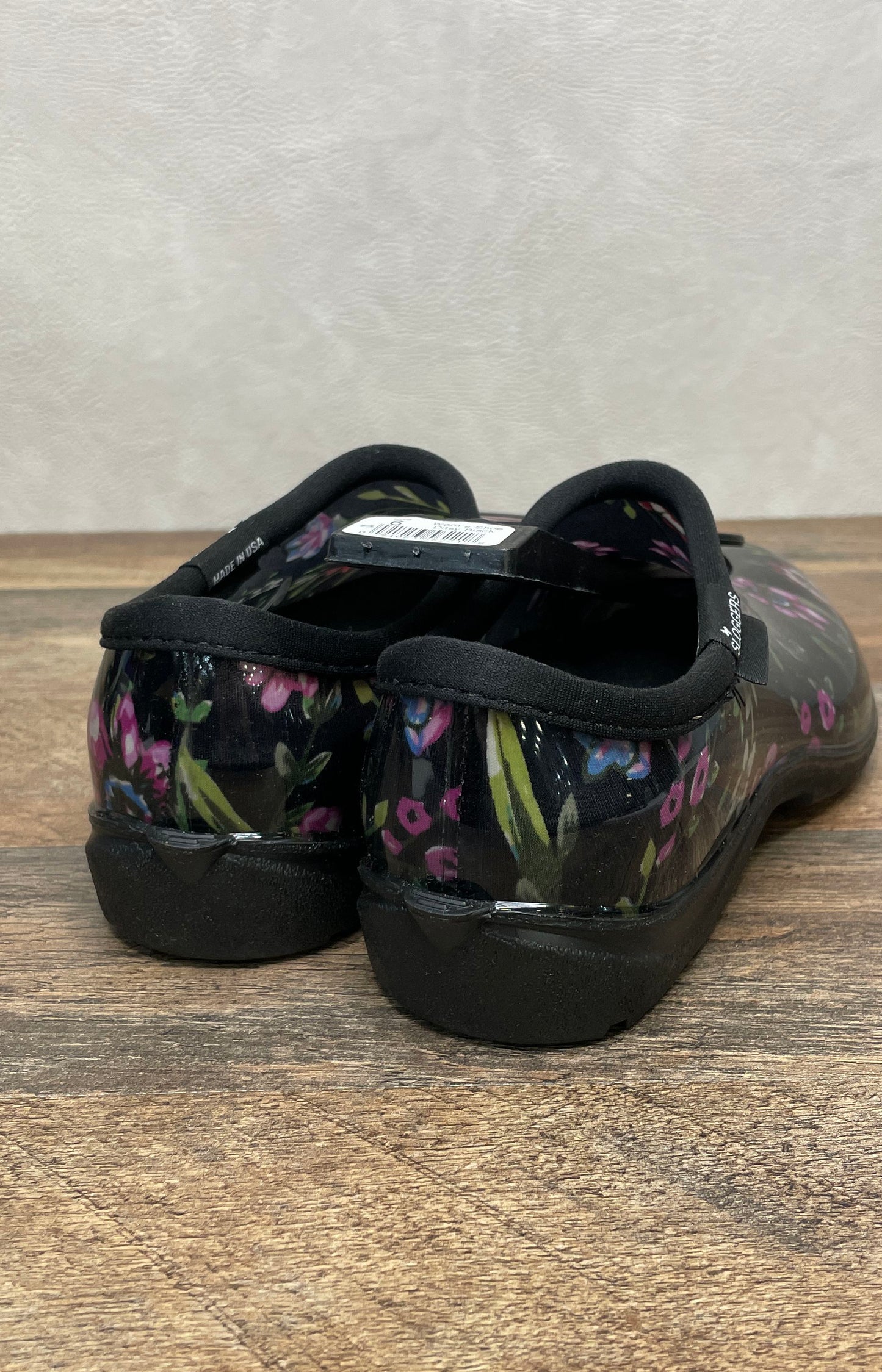 Sloggers Waterproof Comfort Garden Shoe Ditsy Black Floral Women's Size 6 NEW