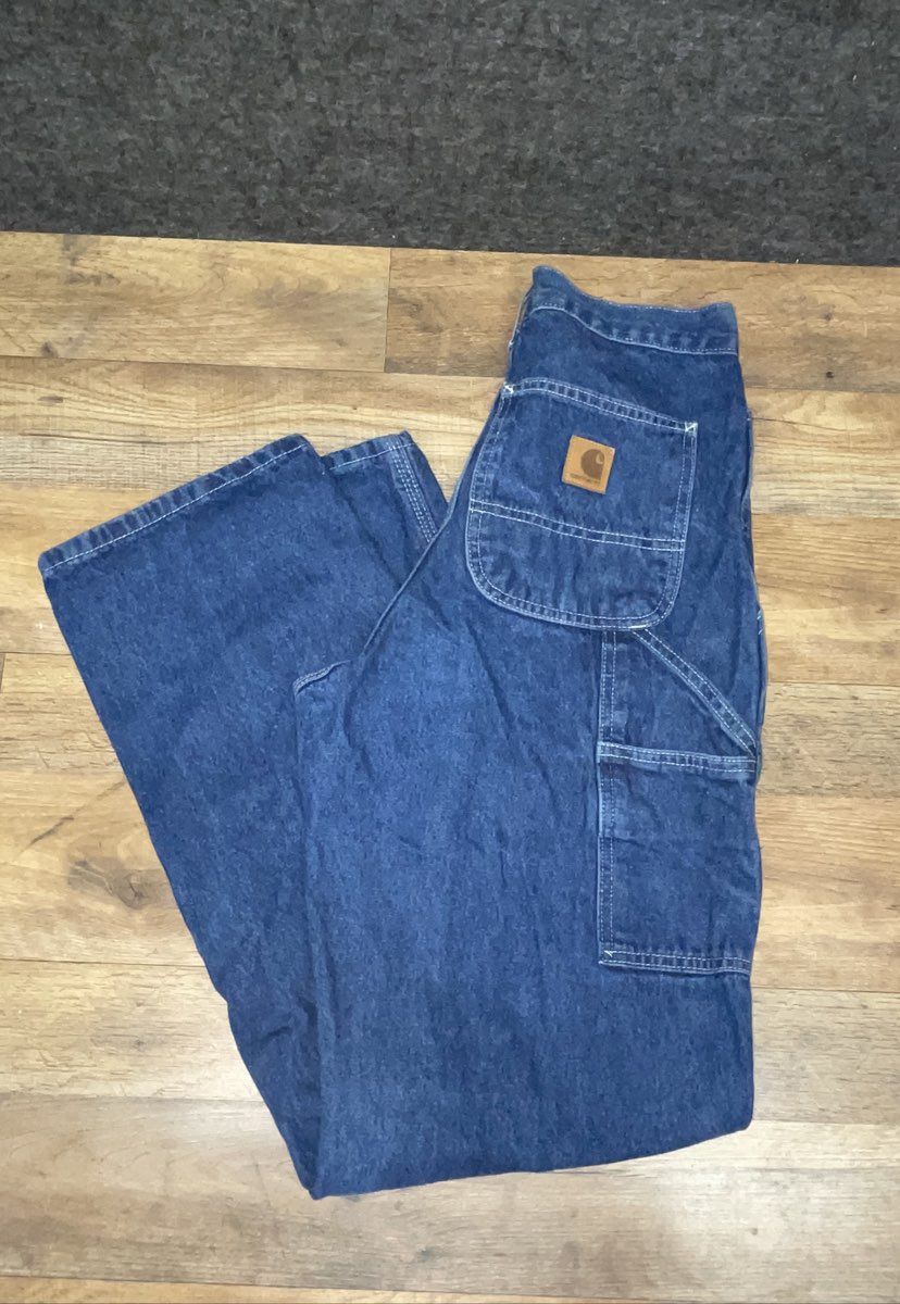 Carhartt Men's Blue Carpenter Dungaree Work Jeans Size 28x32