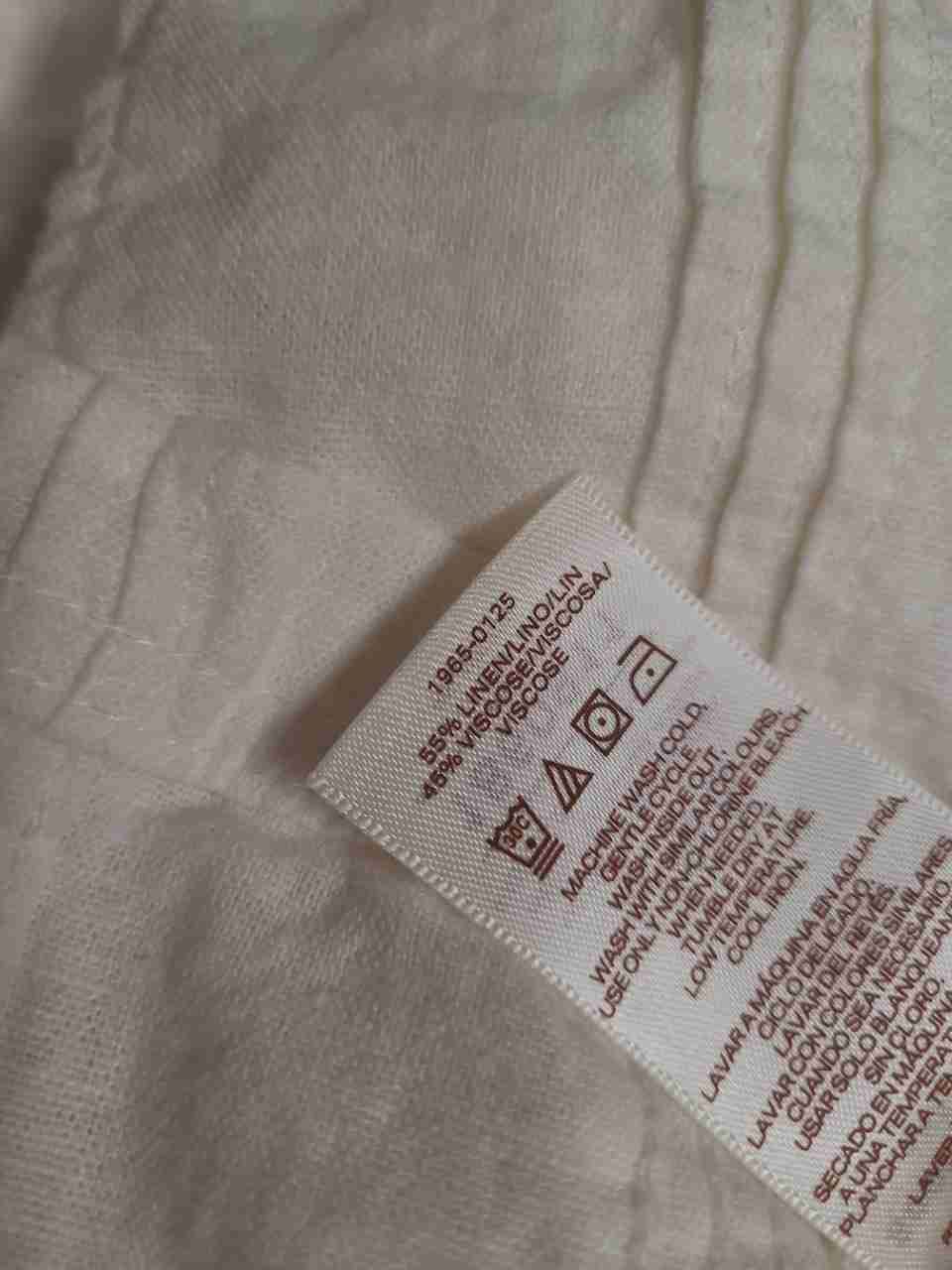 Scotch & Soda Men's Off White Linen Blend Pintuck Short Sleeve Shirt Size L