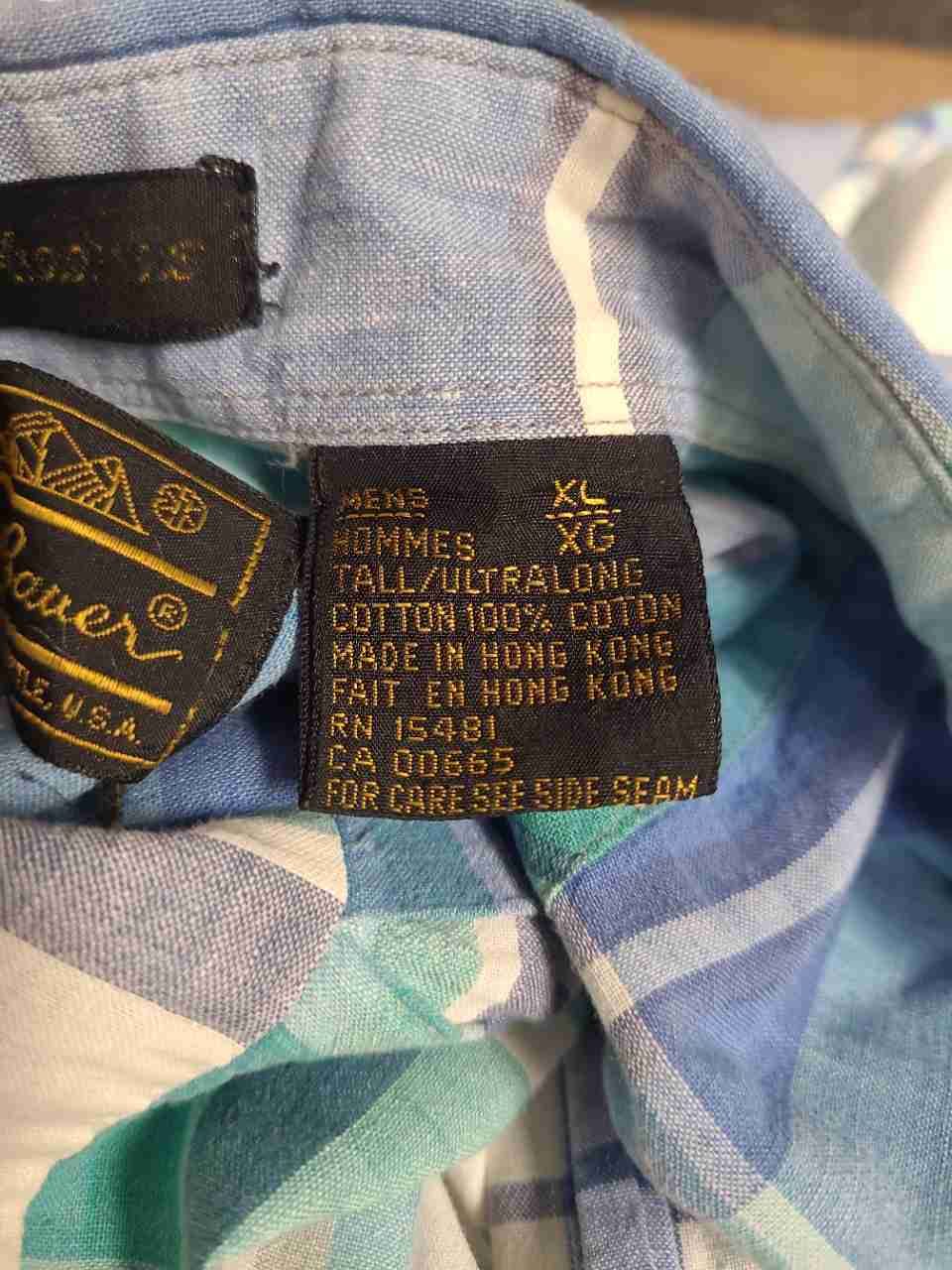 Vintage 90s Eddie Bauer Men's Plaid Short SS Cotton Button Down Shirt XL Tall