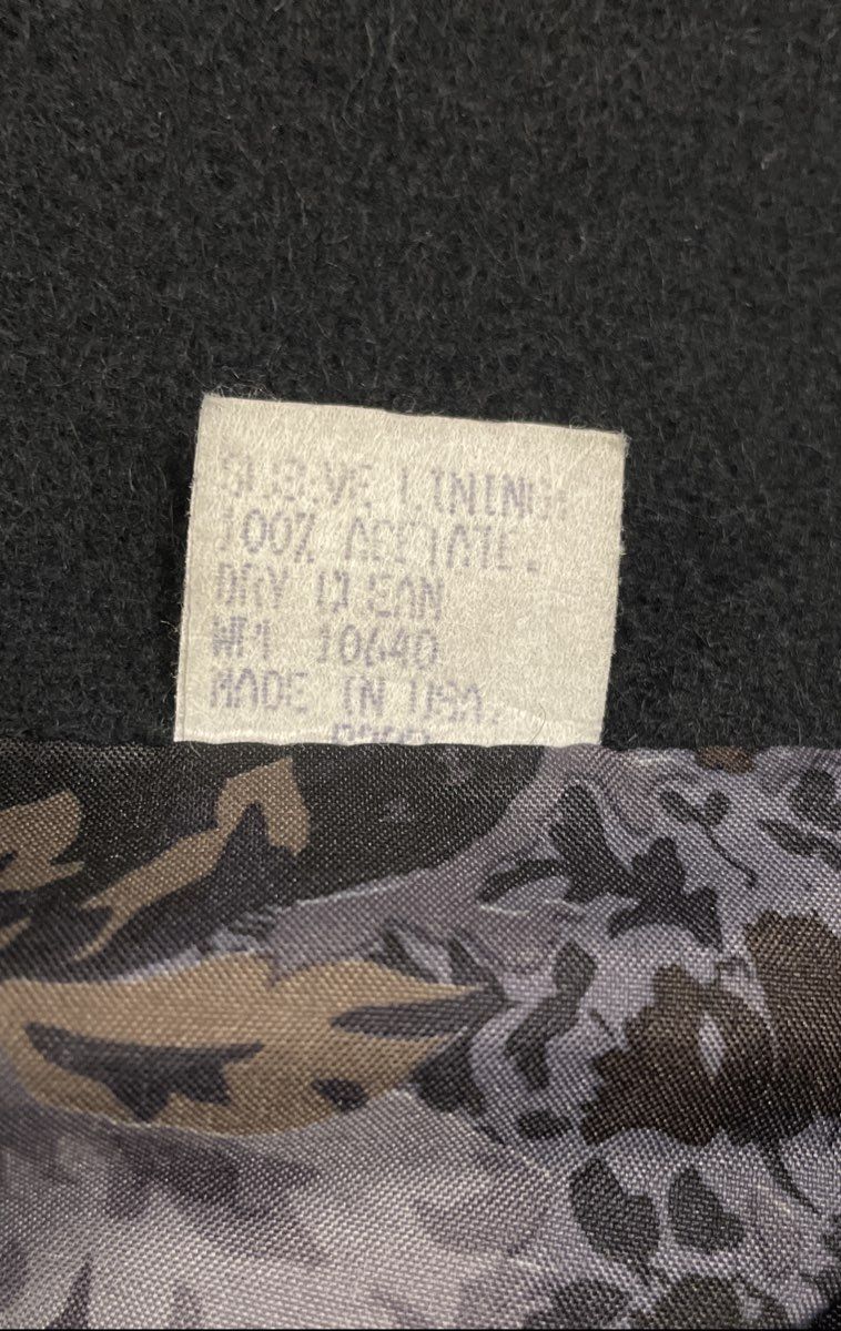 Vintage 90s Jofeld Women's Black Double Breasted Wool Coat Puff Shoulder Sz 14
