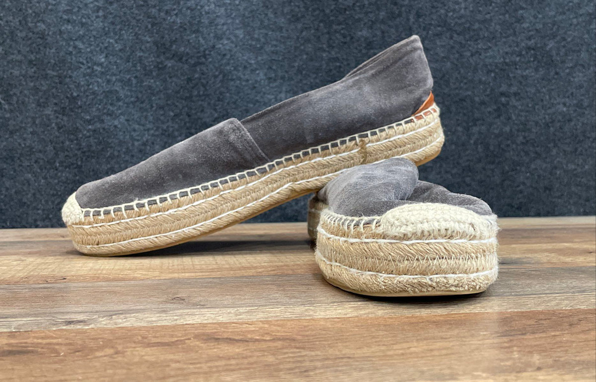 Patricia Green Grey Suede Platform Espadrille Loafers Spain Women's Size 10