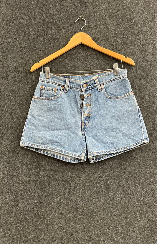 Vintage 90s Levi's Women's Light Wash High Rise Denim Button Fly Shorts Sz 7 JR