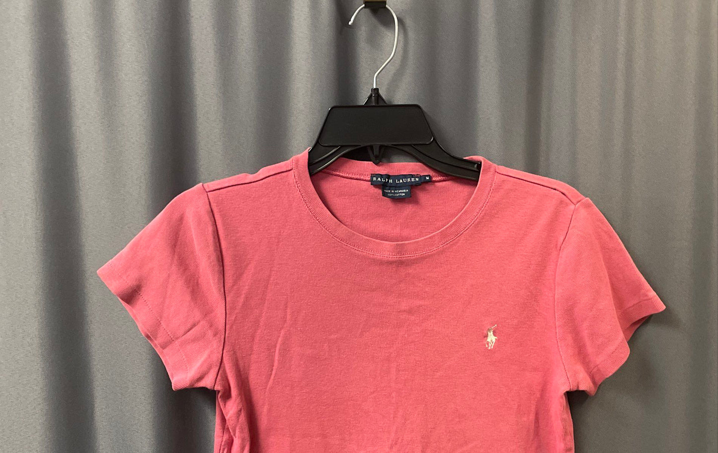 Ralph Lauren Women's Pink Cotton Crew Neck Short Sleeve T-Shirt Pony Logo Sz M