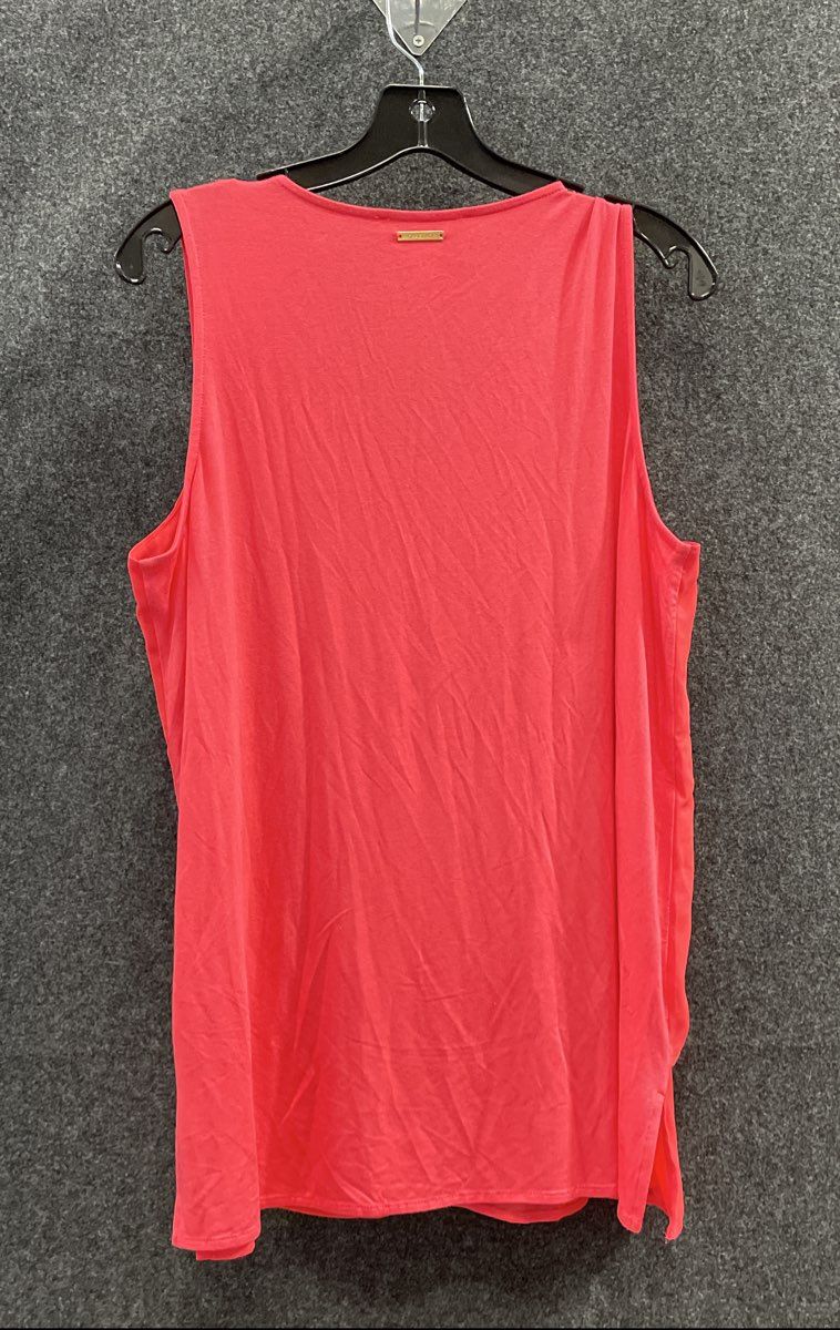 Michael Kors Women's Coral Pink Layered V-Neck Sleeveless Tank Top Blouse Sz L