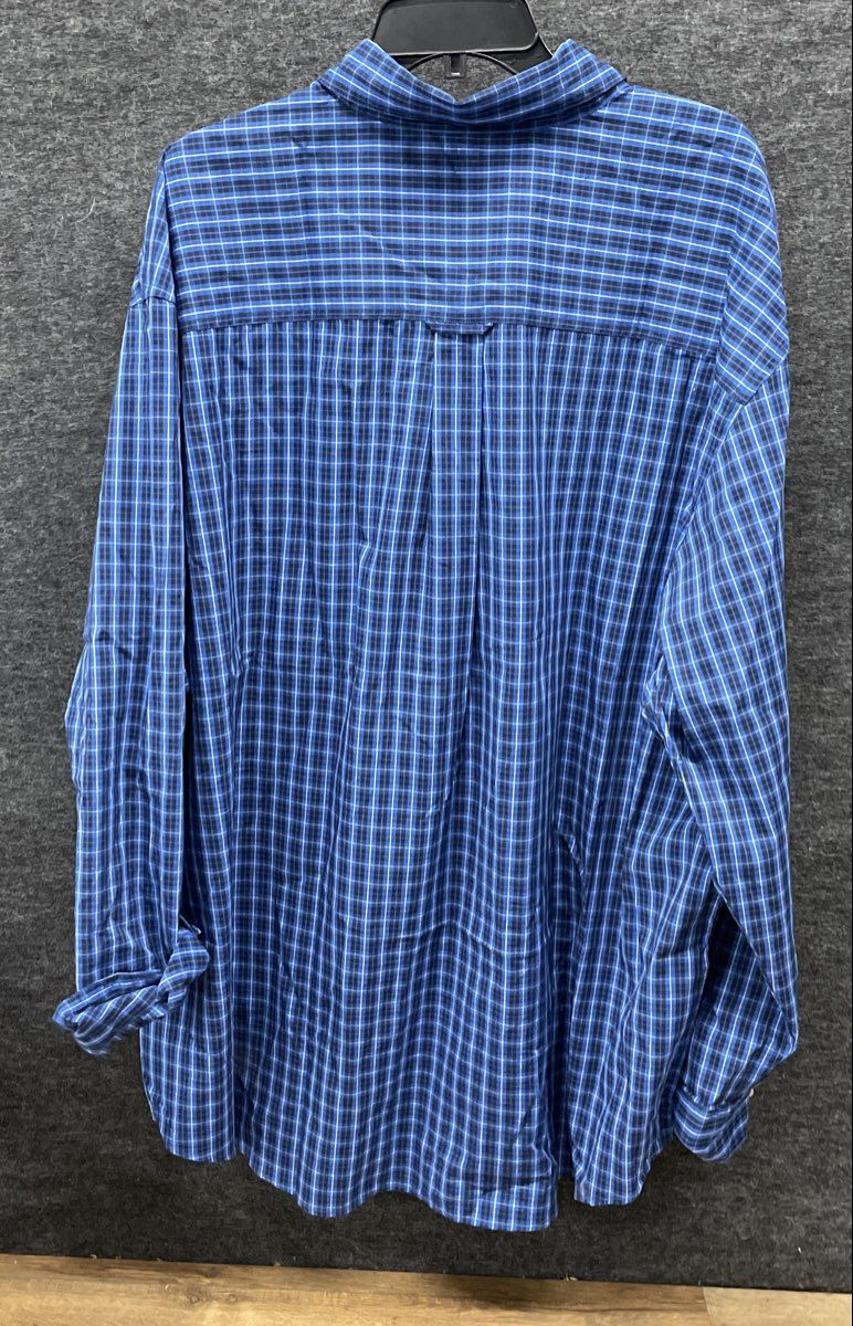Chaps Men's Blue Plaid Stretch Easy Care Long Sleeve Button Up Shirt NWT Sz 3XB