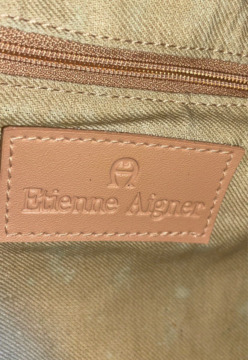 Etienne Aigner Red Canvas Tote Shoulder Bag Tan Leather Trim Vintage
