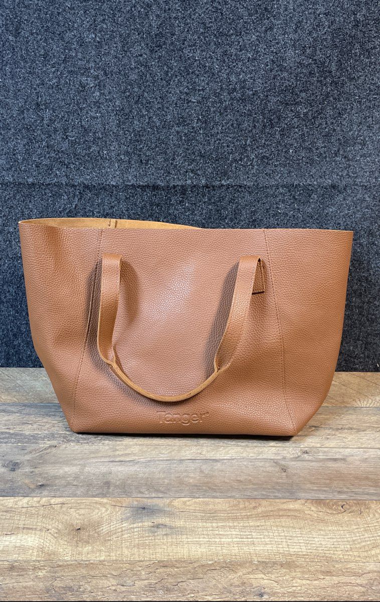 Tanger Tan Pebbled Tassel Tote Bag Large Handbag Shoulder Bag Brown