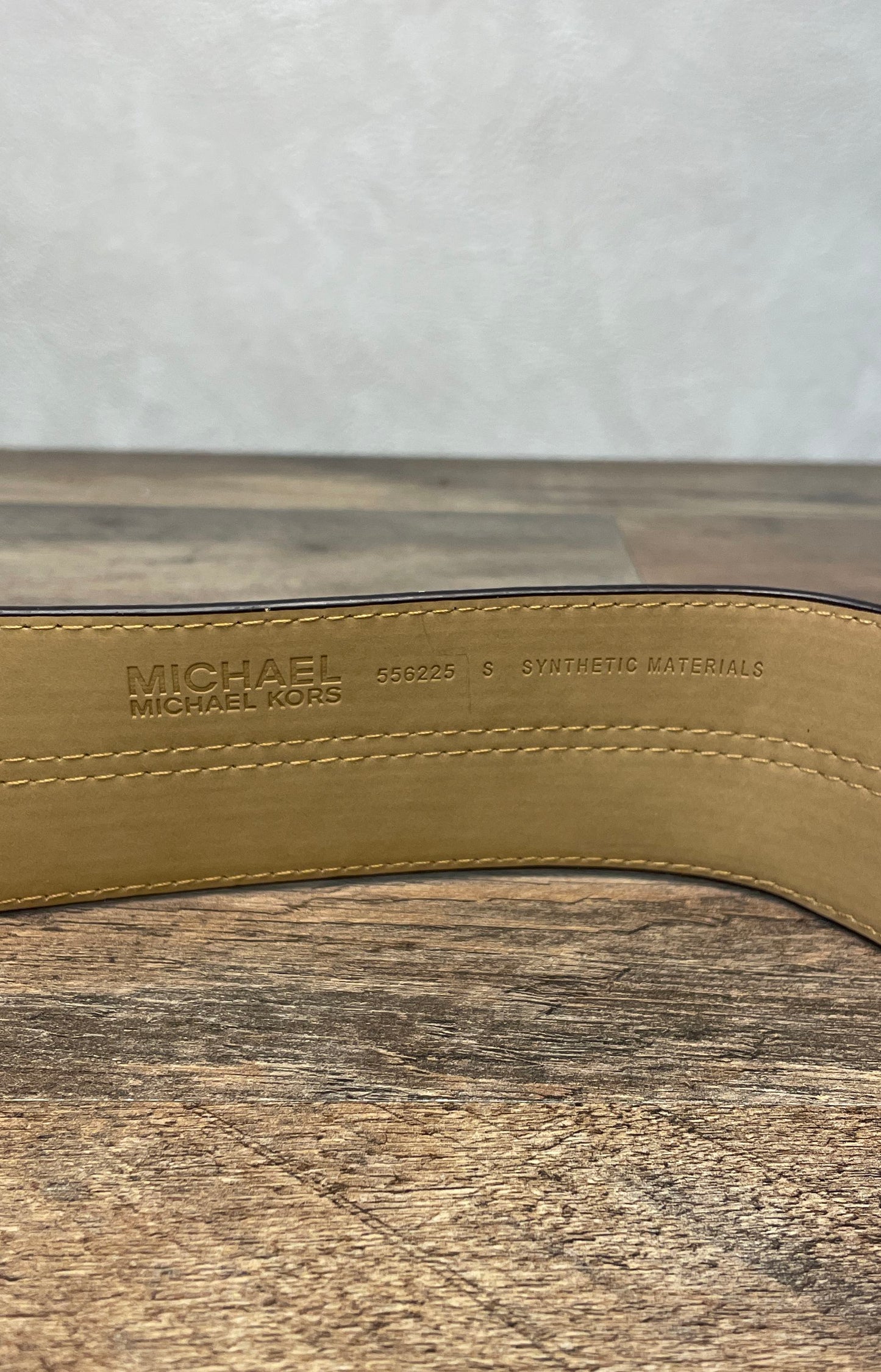 Michael Kors Women's Monogram Colorblock Waist Belt Pink Gray Gold Buckle Sz S