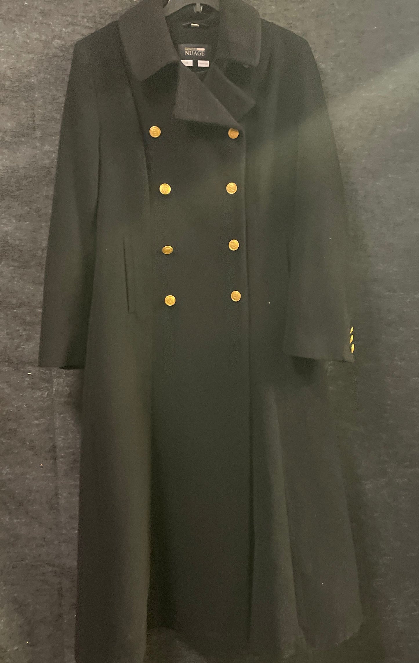 Vintage Y2K Nuage Collection Women's Black Double Breasted Trench Coat Sz 12