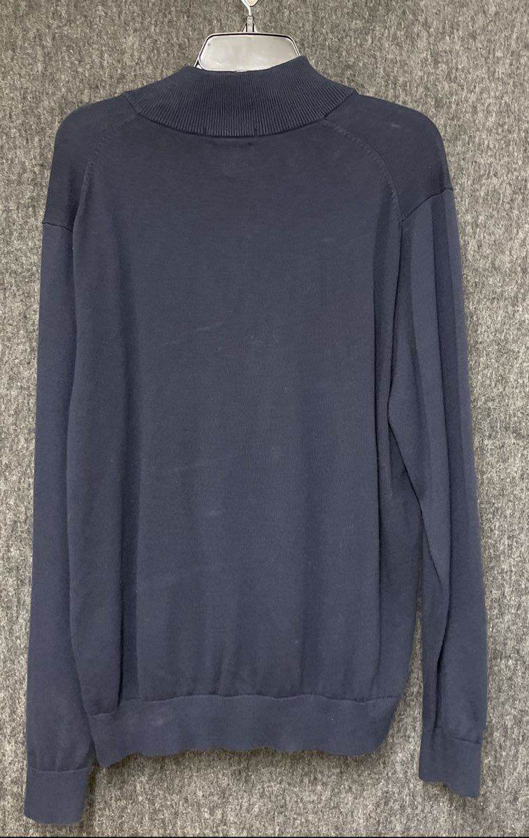 Lands' End Men's Navy Blue 100% Supima Cotton Quarter-Zip Sweater Sz L