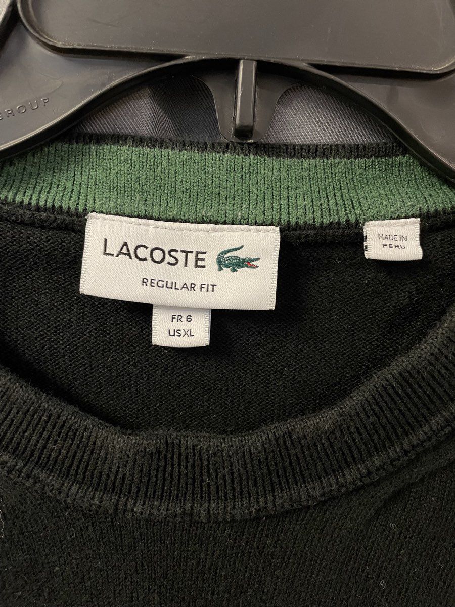 Lacoste Men's Black Cotton Knit Crew Neck Sweater Regular Fit Sz XL