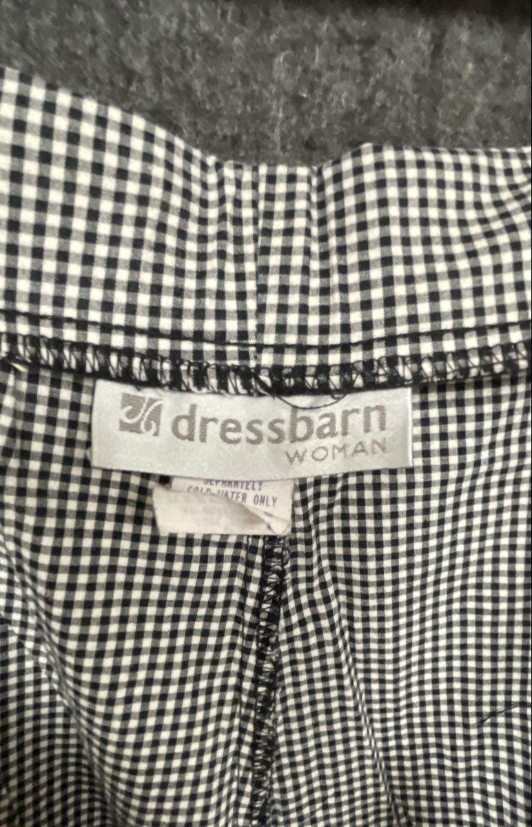 Vintage Y2K Dressbarn Women's Black White Gingham Cropped Pants Plus Size 20