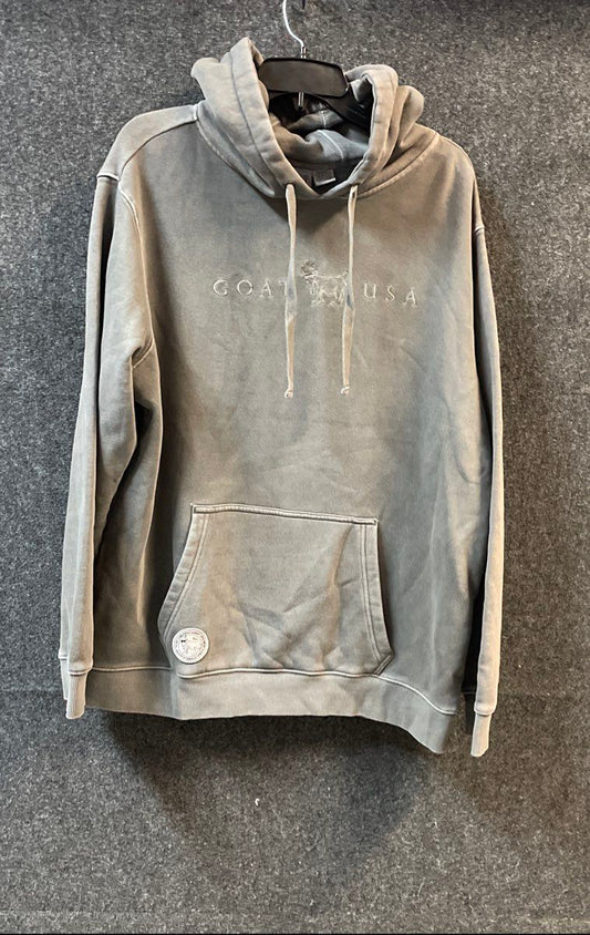GOAT USA Men's Gray Heavyweight Logo Hoodie Pepper Linden Dyed NWT XL