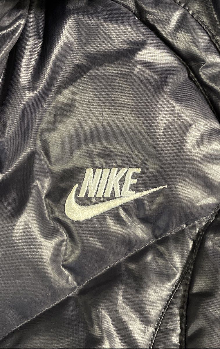 Nike Women's Long Puffer Parka Coat Navy Blue Down Filled Faux Fur Hood Sz M