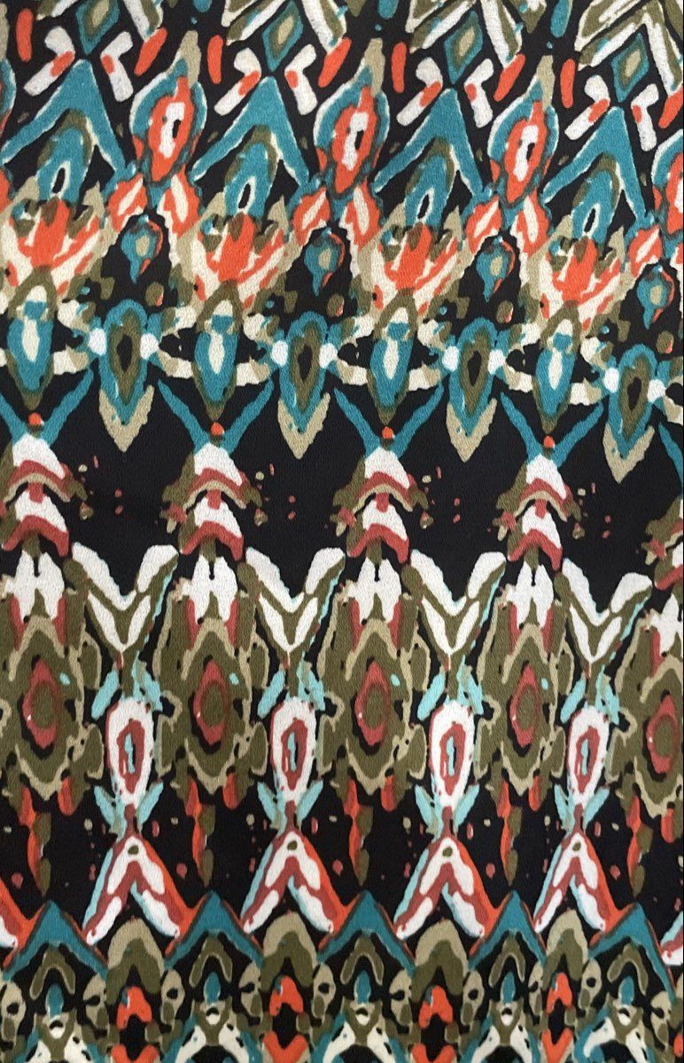 Cato Women's Abstract Pattern V-Neck Roll Tab 3/4 Sleeve Blouse Multicolor Sz S