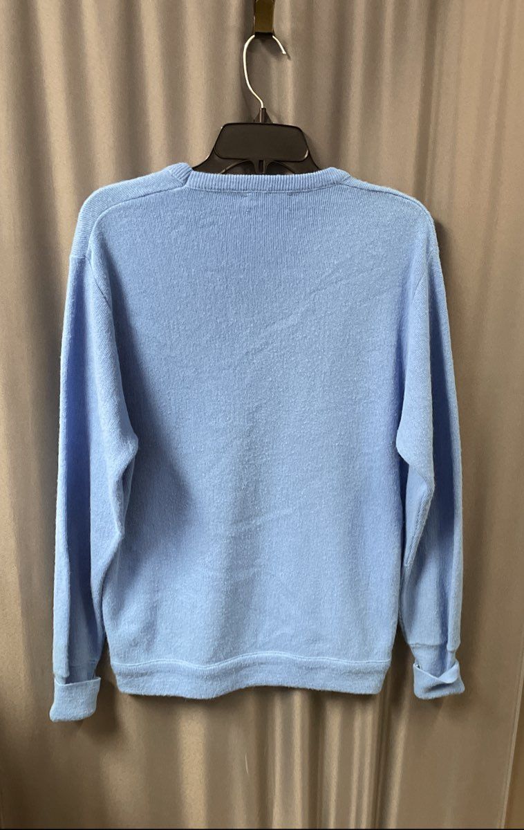 Vintage 1980 Lake Placid Winter Olympics V-Neck Sweater Etonic Blue Sz L