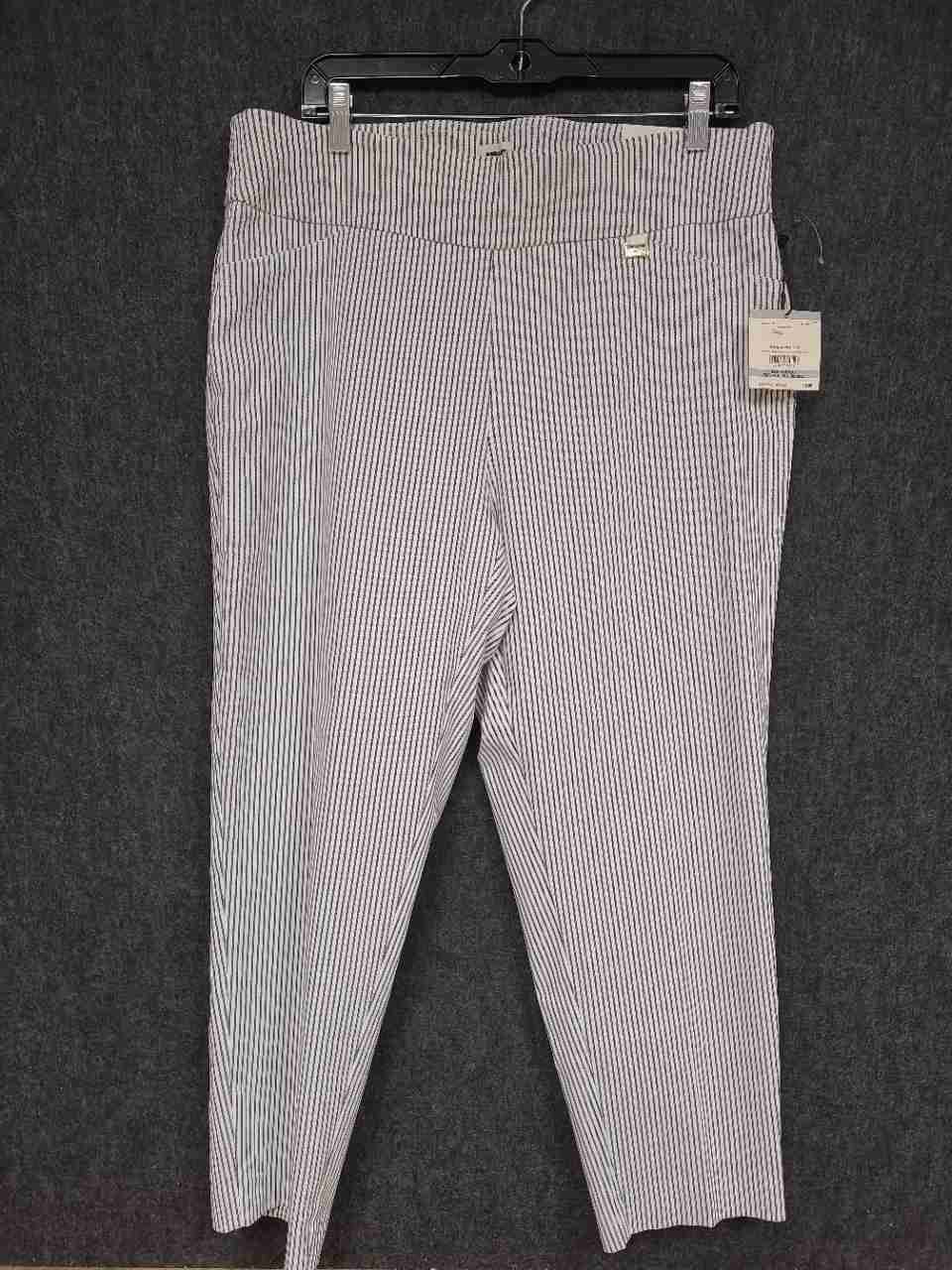 Anne Klein Women's Navy White Striped Slim Ankle Pants Stretch Sz 1X NWT