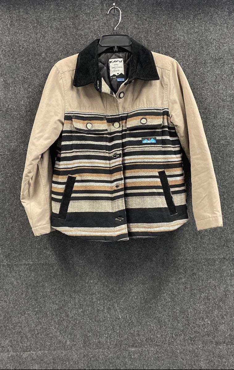 KAVU Women's Sundowner Blanket Stripe Corduroy Collar Quilted Jacket Sz S