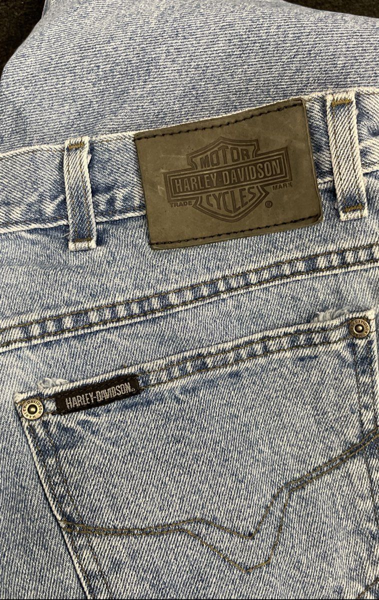 Vintage 90s Harley-Davidson Traditional Fit Light Wash Jeans Made USA Sz 38/30