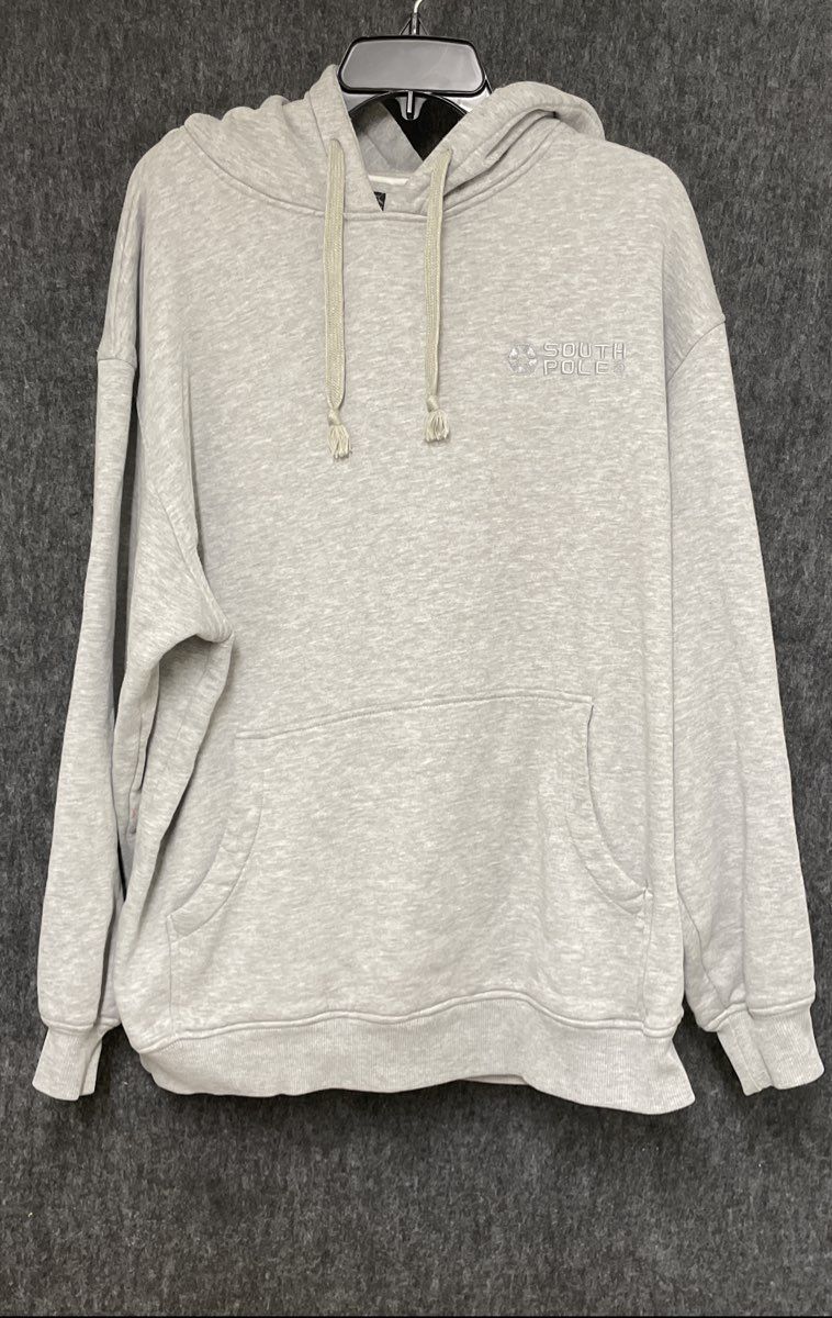 South Pole Men's Gray Pullover Hoodie Sweatshirt Logo Kangaroo Pocket Size M