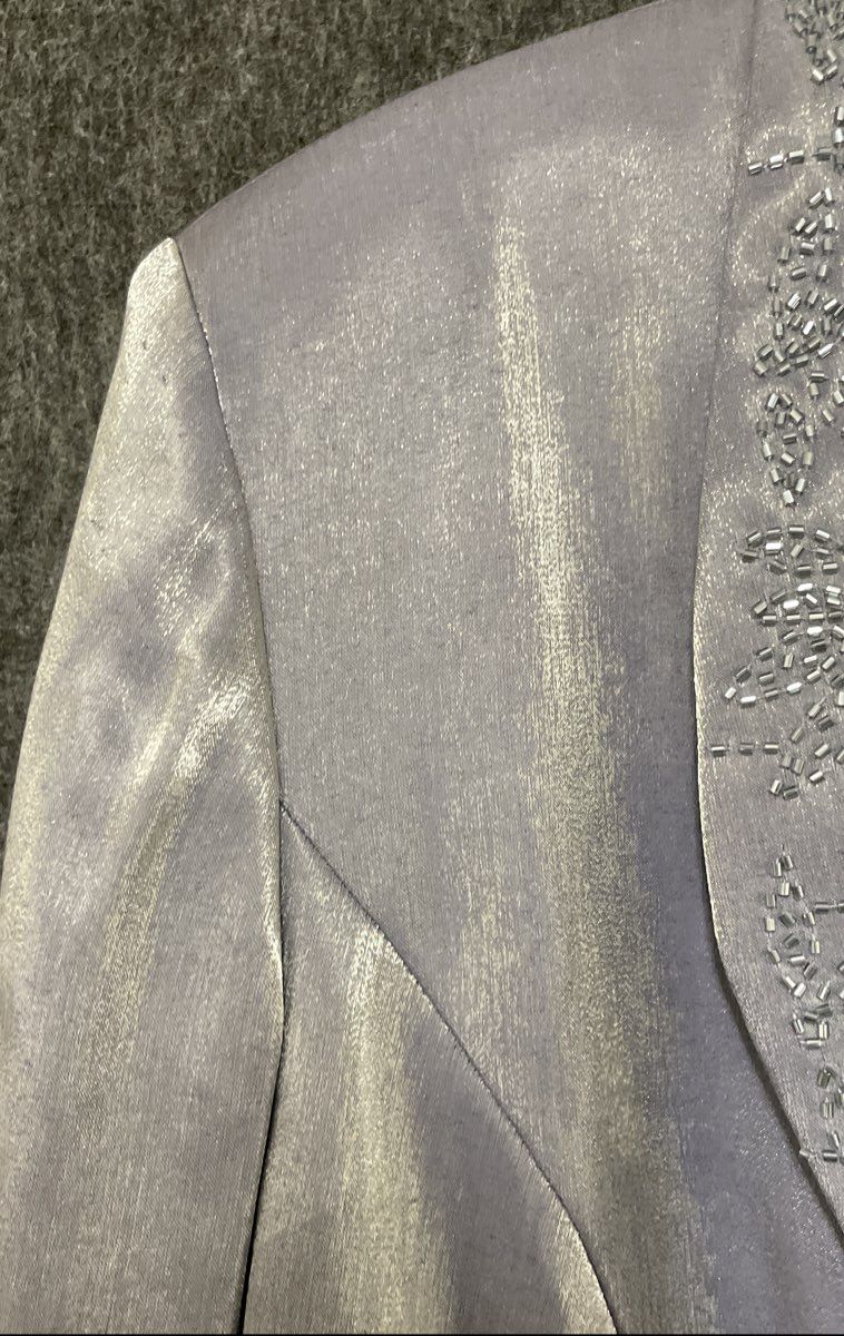 Alex Evenings Women's Lavender Beaded Shimmer Open Evening Jacket Sz 14P