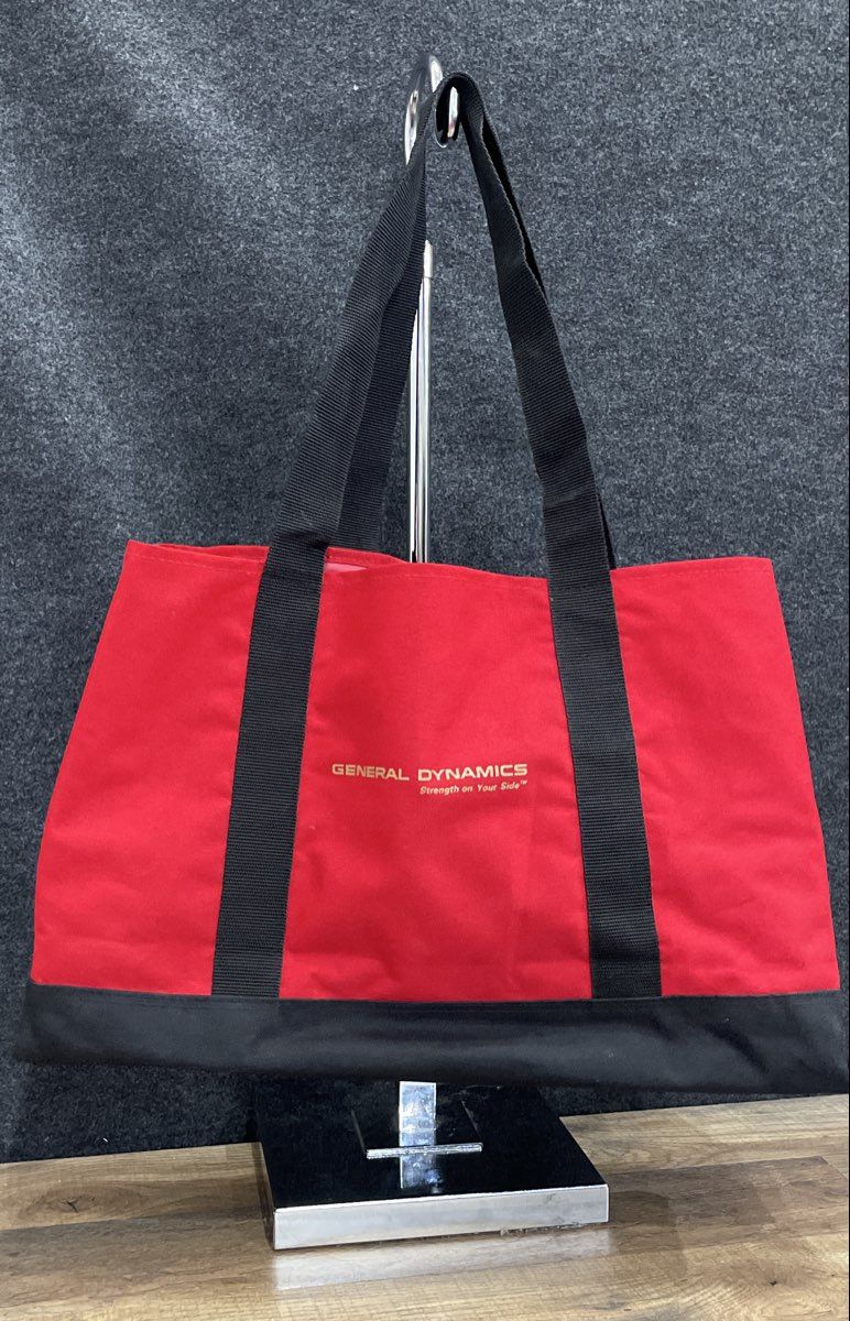 USMC United States Marine Corps General Dynamics Red Black Canvas Tote Bag 24"