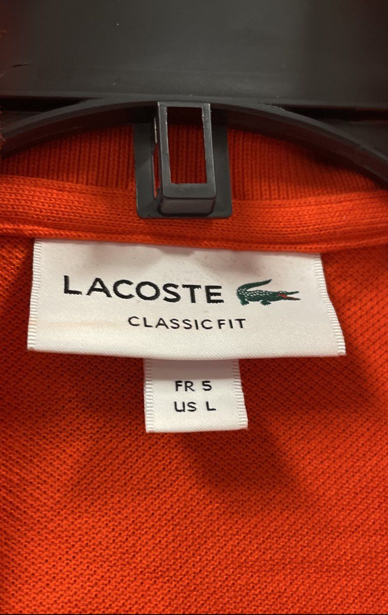 Lacoste Men's Orange Classic Fit Short Sleeve Pique Polo Shirt Size L