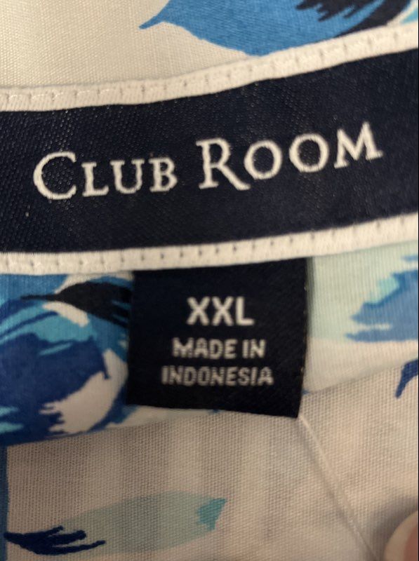 Club Room Men's Blue Floral Tropical Short Sleeve Button Down Shirt XXL NWT