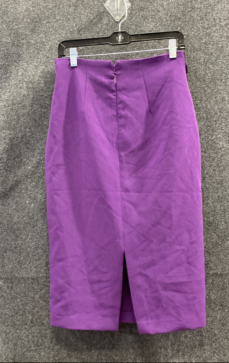 Eva Mendes NY&C Women's Purple Bow Front High Waist Midi Skirt Sz 4 NWT