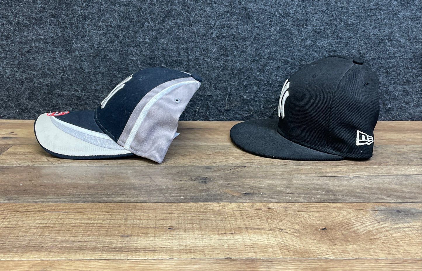 New Era Fan Favorite Men's NY Yankees Caps Lot 2 Black Navy Fitted 7 1/4 OSFA
