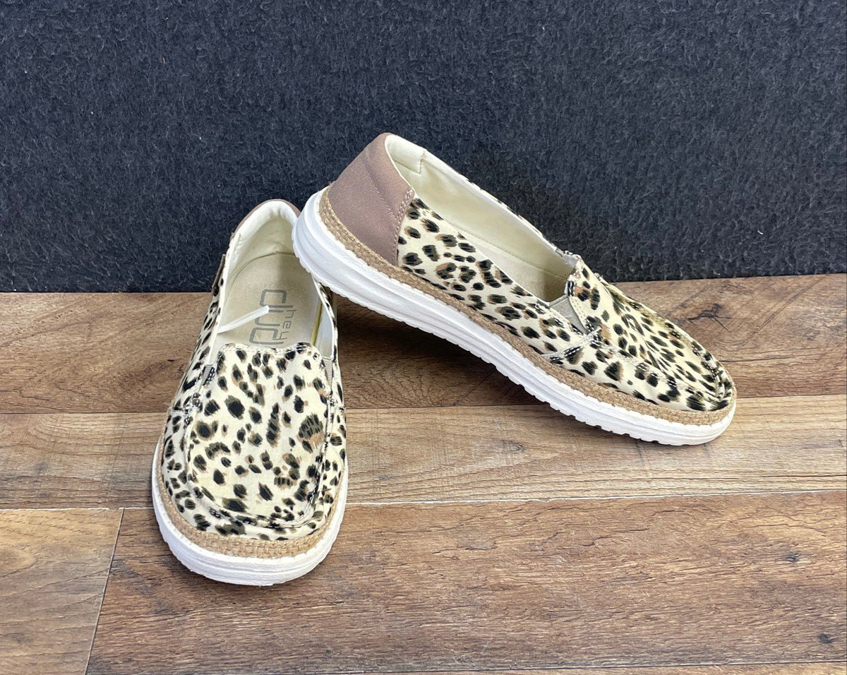 Hey Dude Lena Leopard Angora Women's Slip-On Loafers Size 7