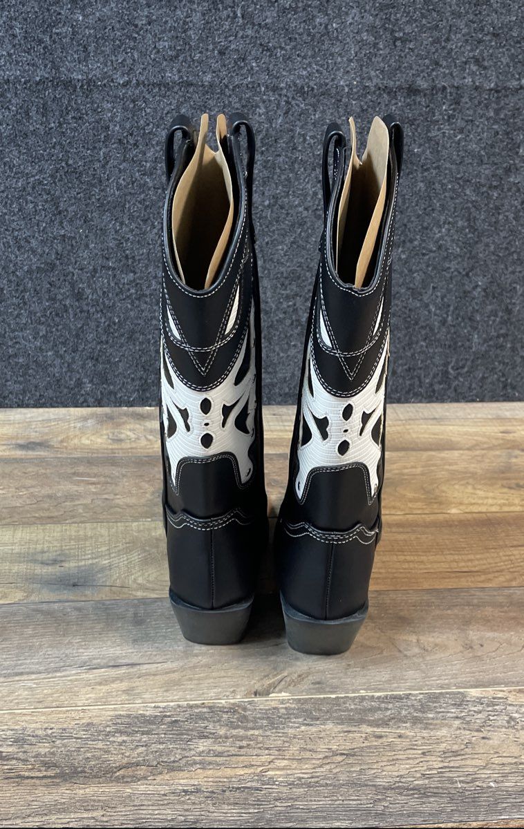Madden Girl Saloonn Women's Black White Western Boots Size 8 NIB