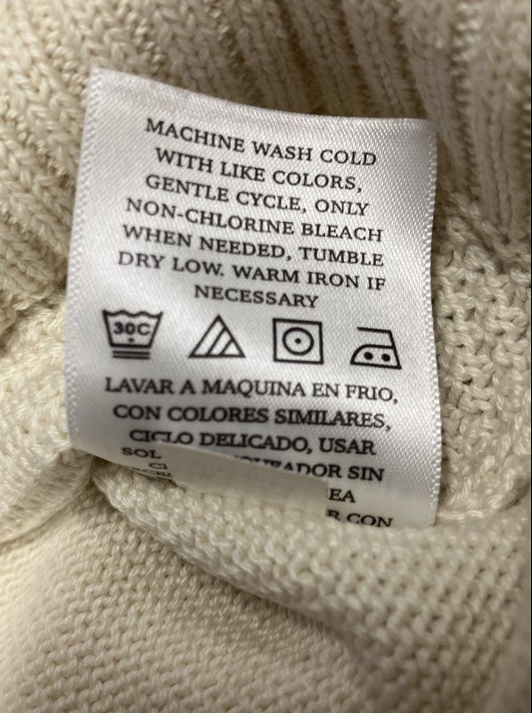 Tricots St Raphael Men's Crewneck Sweater Cream Chevron Textured Knit NWT Sz M
